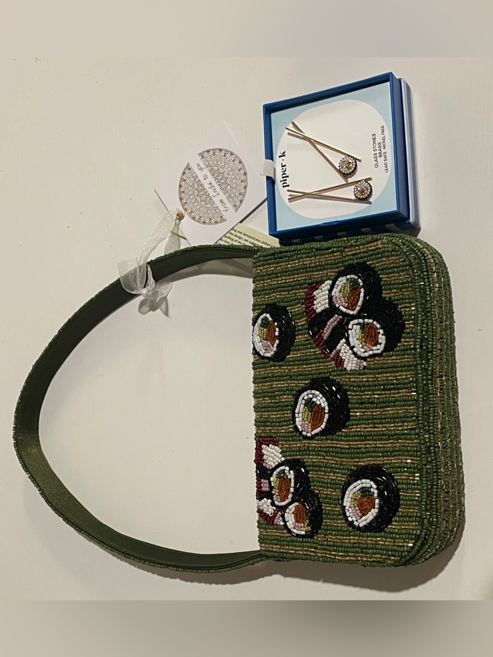 Viral TikTok Sushi Beaded Purse 🍱 Matching Earrings